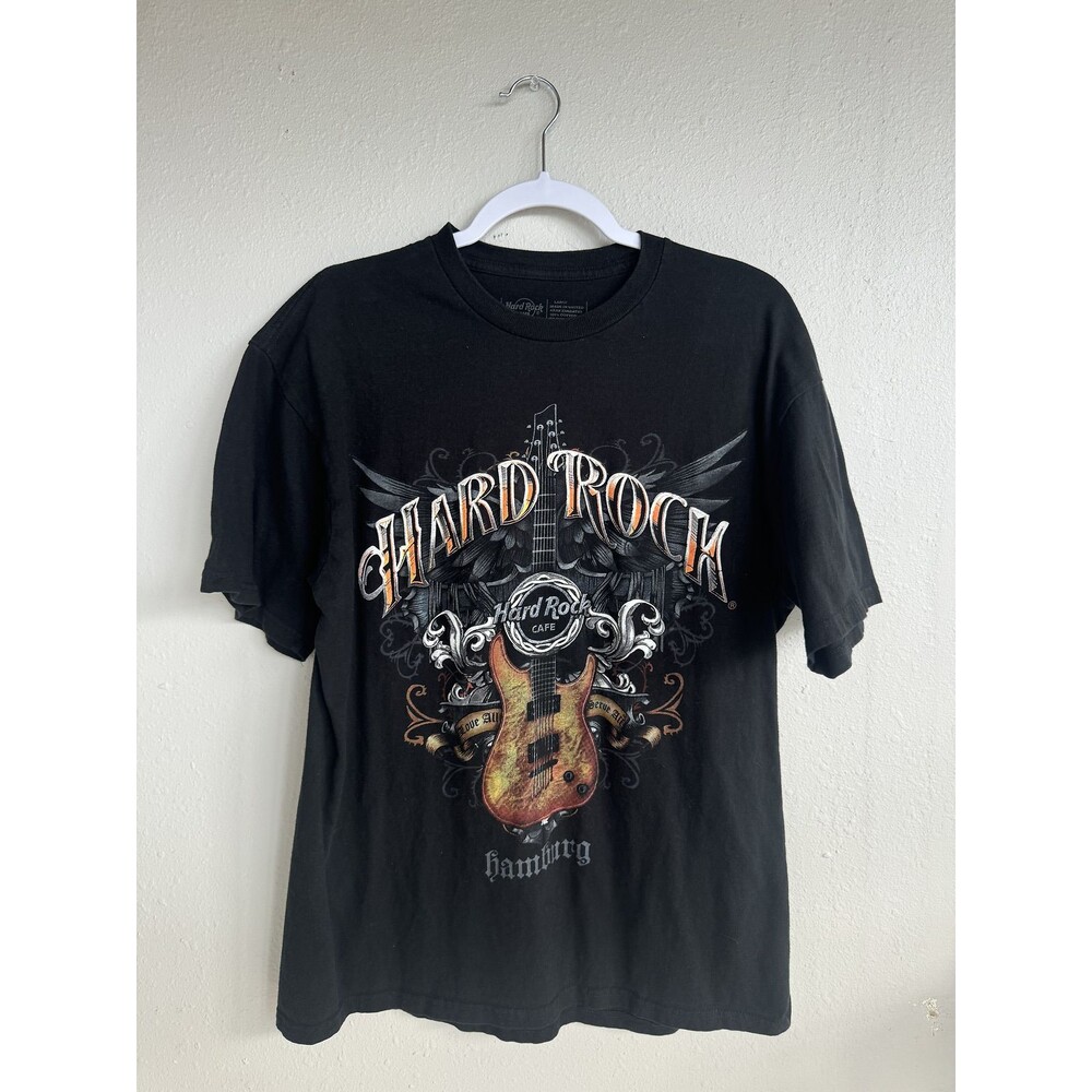 Hard Rock Cafe Hamburg T-shirt Graphic Shirt Guitar Short Sleeve Size Large